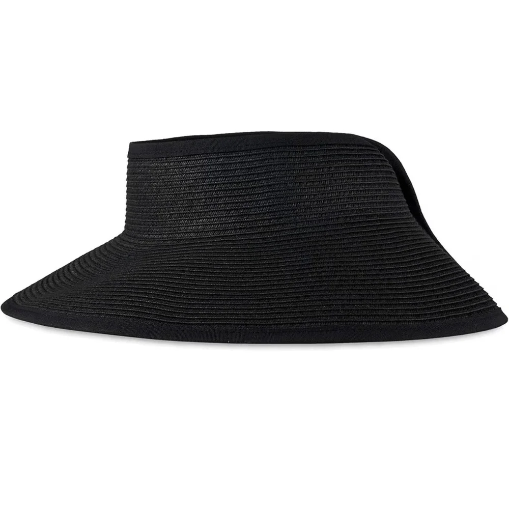 Callaway Golf Womens‎ Straw Roll Up Sun Visor Black Adjustable Packable Hat $45